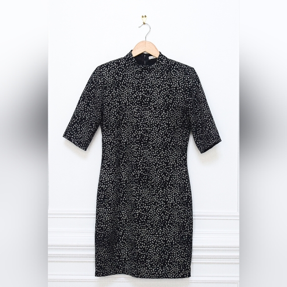 Alice + Olivia Inka Metallic Polka Dot Dress Black Silver Glitter Sz 8 Cocktail - Picture 4 of 9